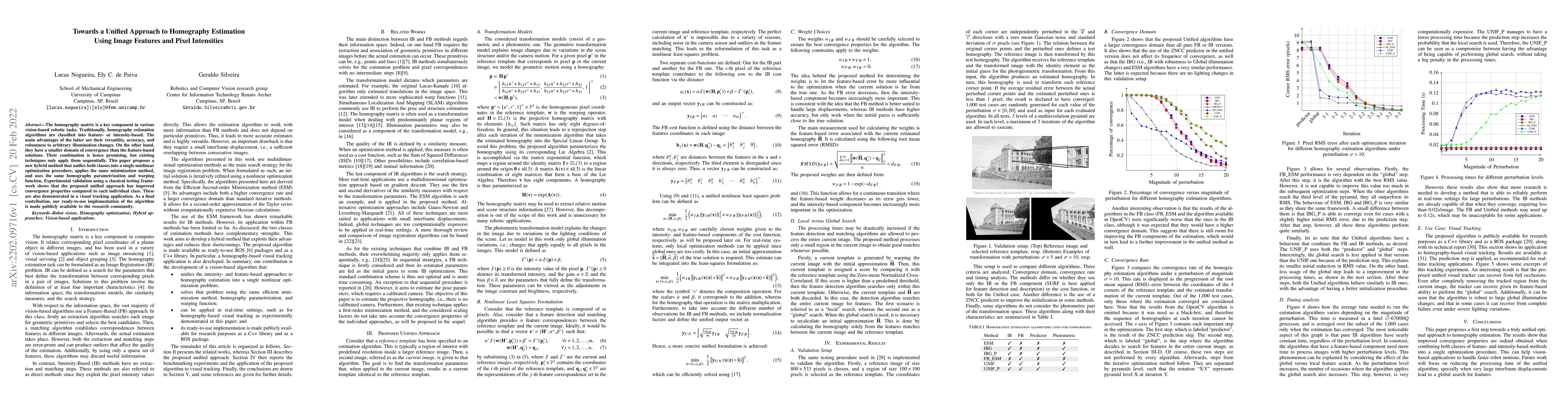 Thumbnail for Towards a Unified Approach to Homography Estimation Using Image Features
  and Pixel Intensities