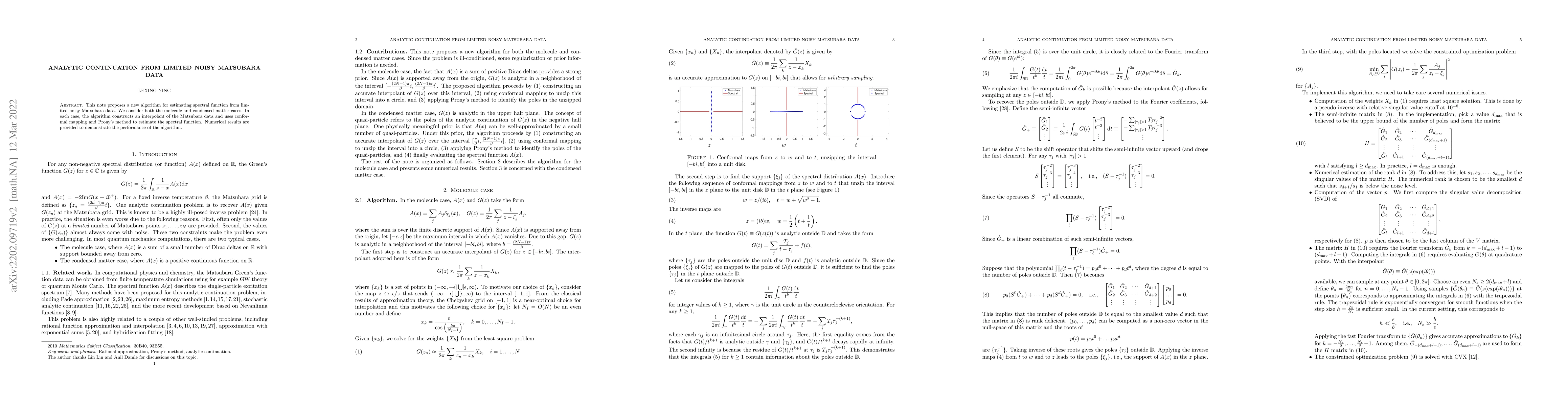 Thumbnail for Analytic continuation from limited noisy Matsubara data