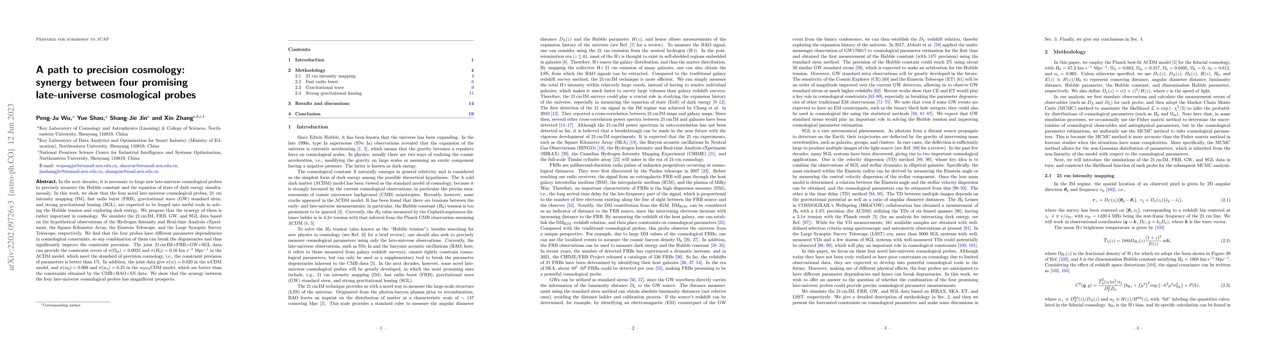 Thumbnail for A path to precision cosmology: synergy between four promising
  late-universe cosmological probes