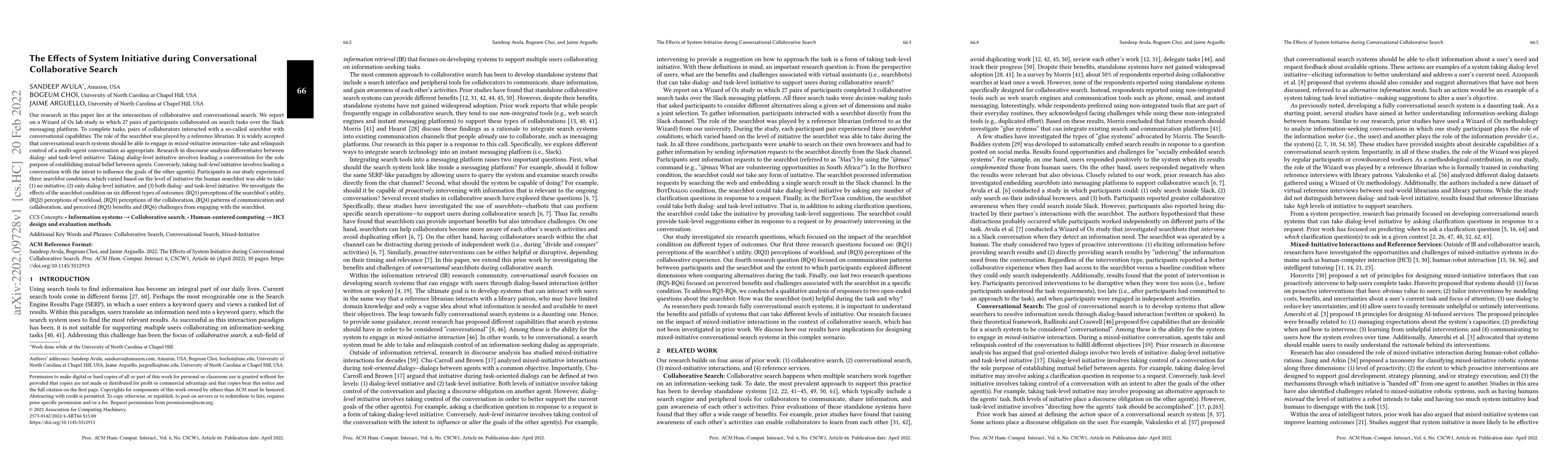 Thumbnail for The Effects of System Initiative during Conversational Collaborative
  Search