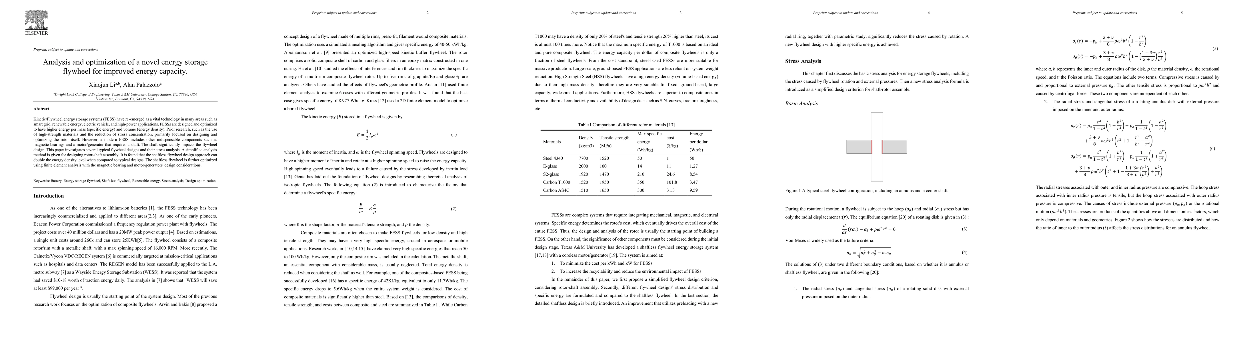 Thumbnail for Analysis and optimization of a novel energy storage flywheel for
  improved energy capacity