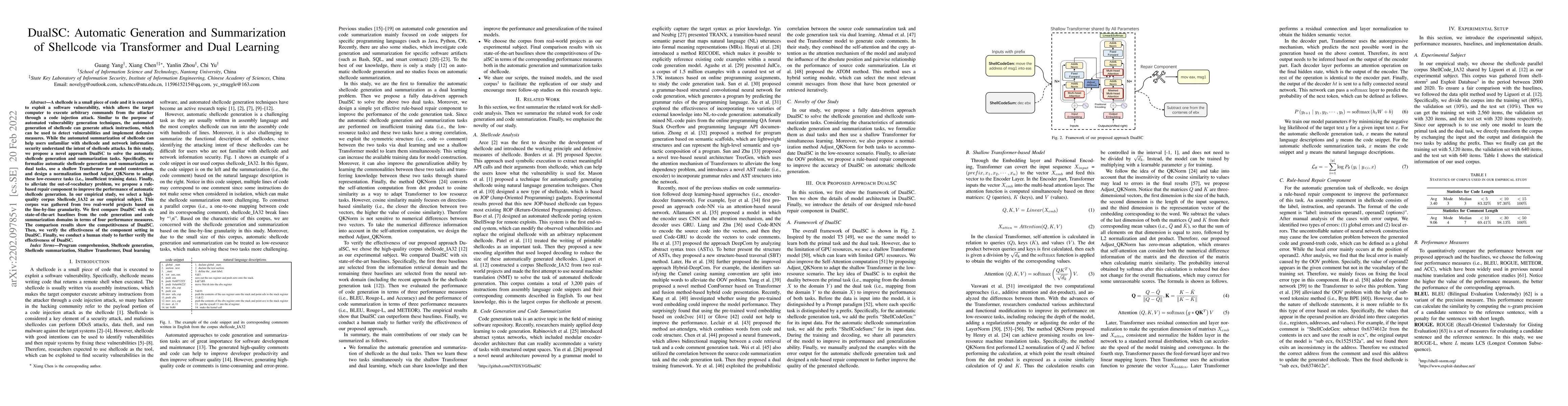 Thumbnail for DualSC: Automatic Generation and Summarization of Shellcode via
  Transformer and Dual Learning