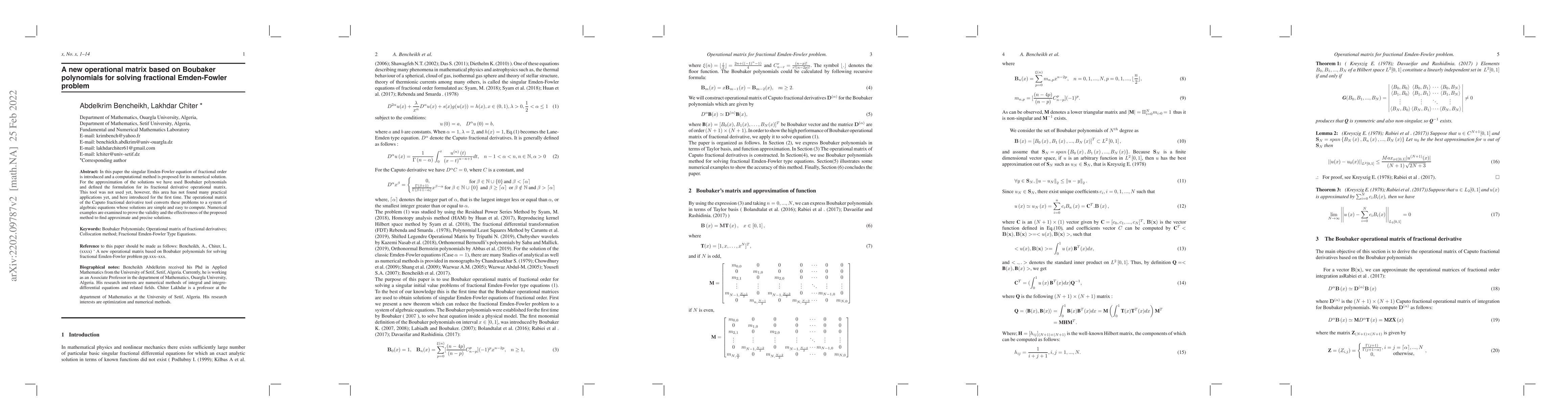 Thumbnail for A new operational matrix based on Boubaker polynomials for solving
  fractional Emden-Fowler problem