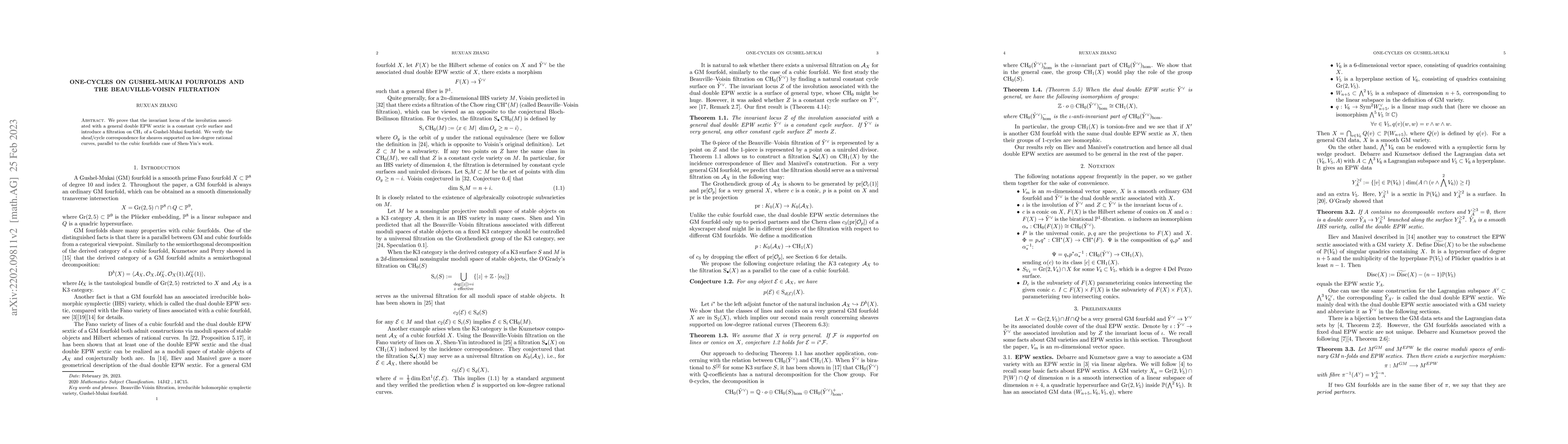 Thumbnail for One-cycles on Gushel-Mukai fourfolds and the Beauville-Voisin filtration