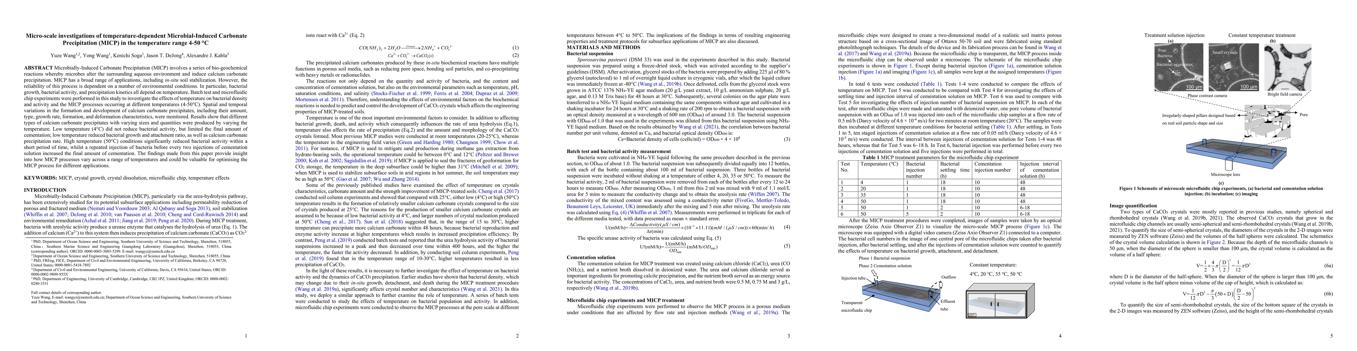 Thumbnail for Micro-scale investigations of temperature-dependent Microbial-Induced
  Carbonate Precipitation (MICP) in the temperature range 4-50 {\deg}C
