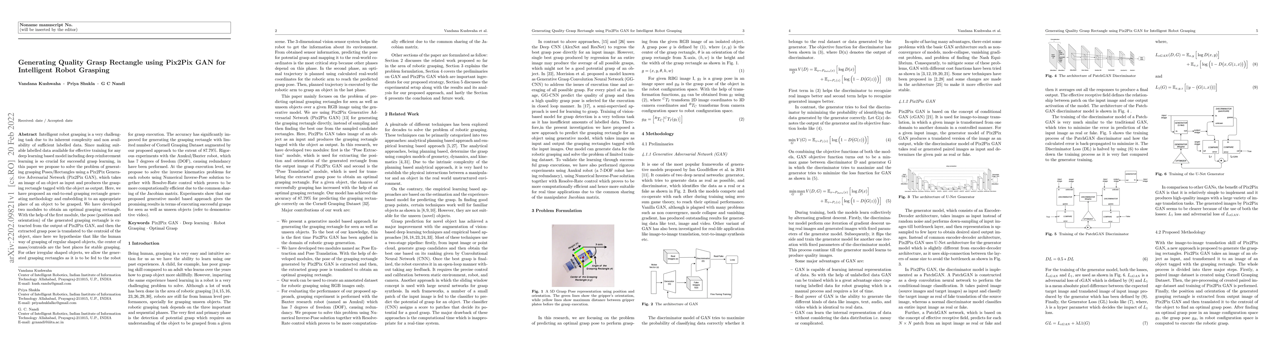 Thumbnail for Generating Quality Grasp Rectangle using Pix2Pix GAN for Intelligent
  Robot Grasping
