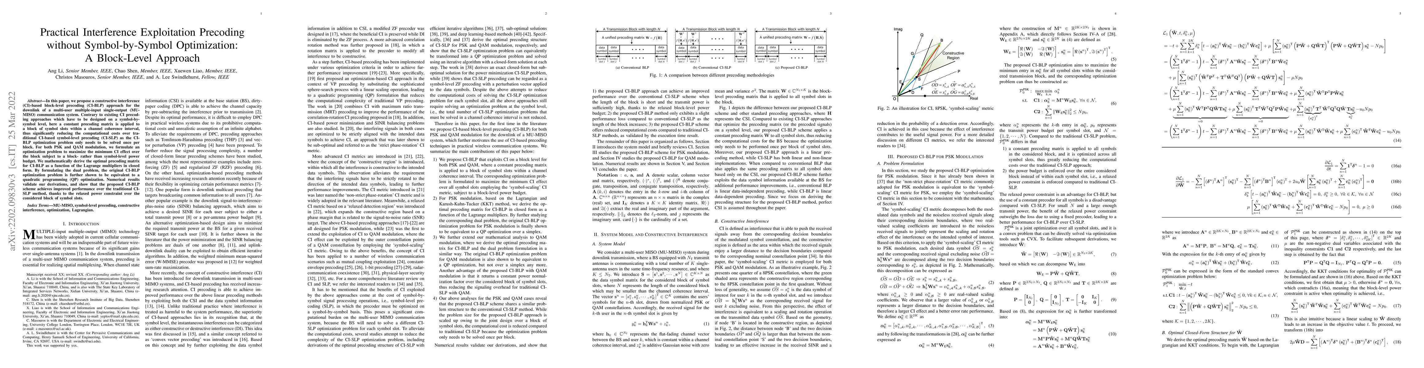 Thumbnail for Practical Interference Exploitation Precoding without Symbol-by-Symbol
  Optimization: A Block-Level Approach