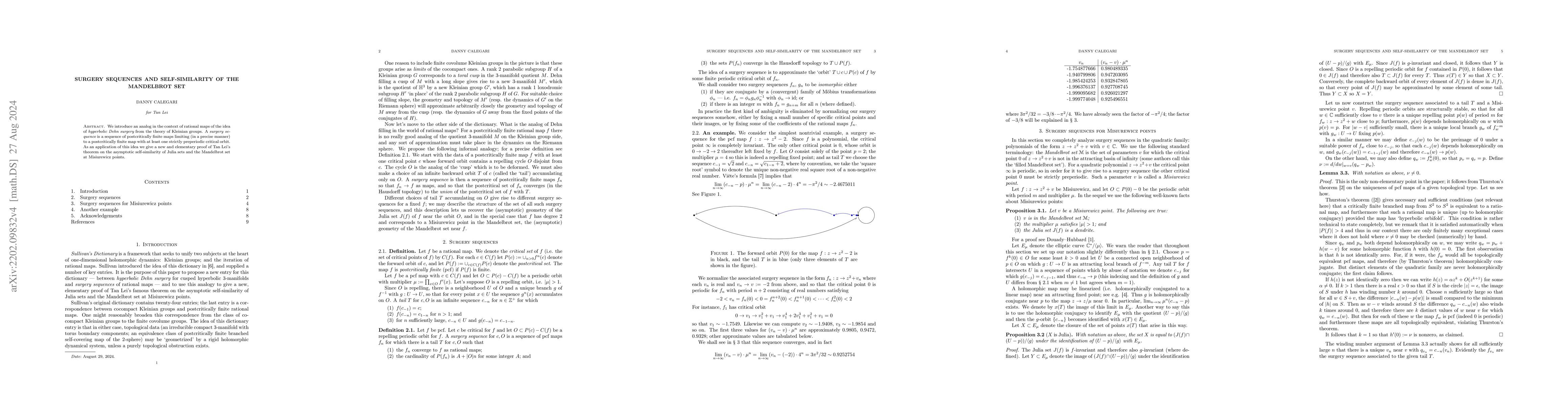 Thumbnail for Surgery sequences and self-similarity of the Mandelbrot set