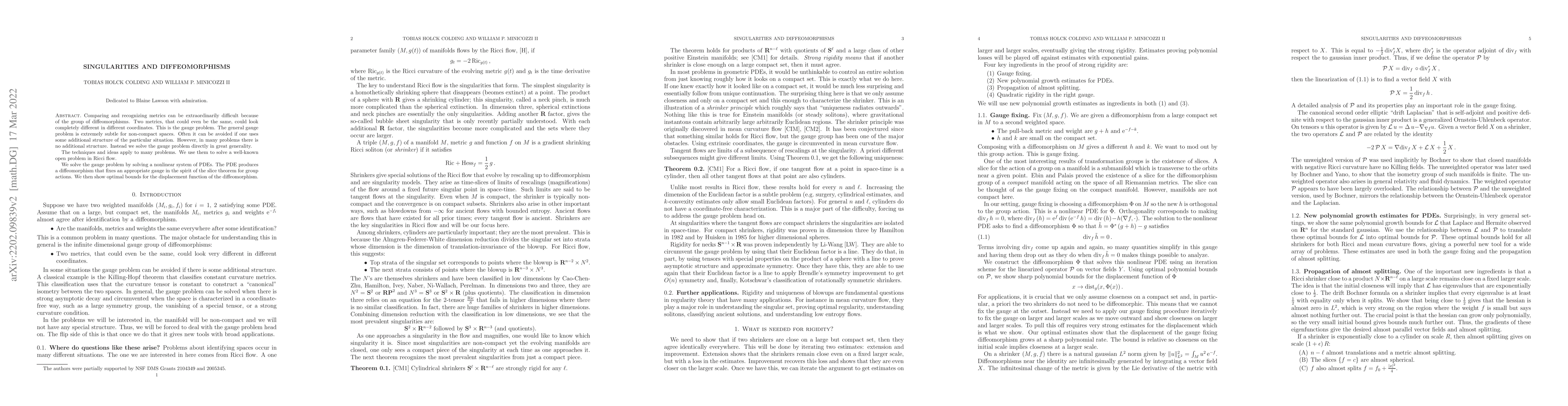 Thumbnail for Singularities and diffeomorphisms