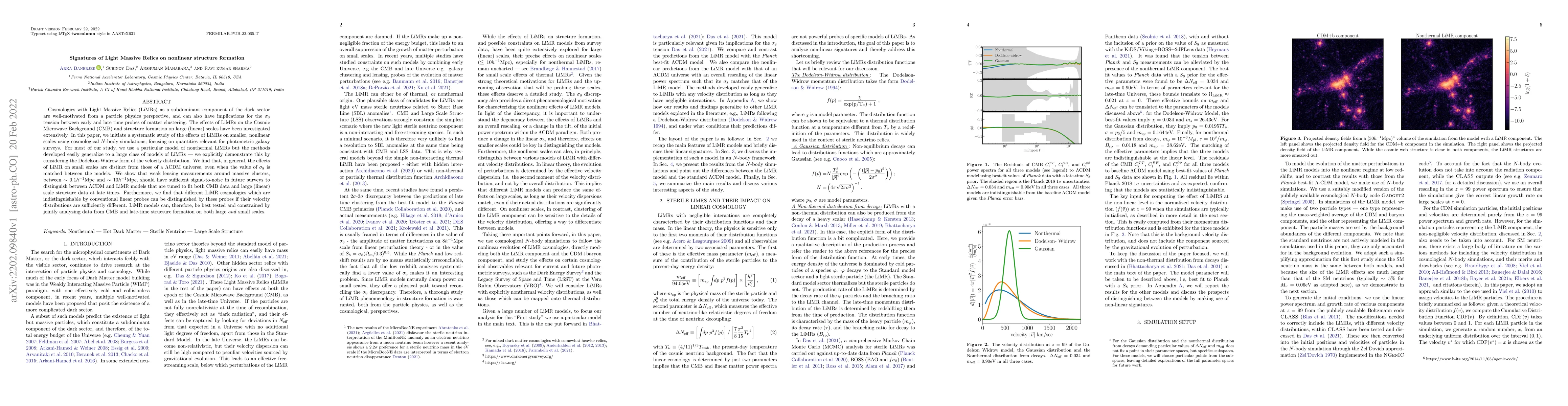 Thumbnail for Signatures of Light Massive Relics on nonlinear structure formation