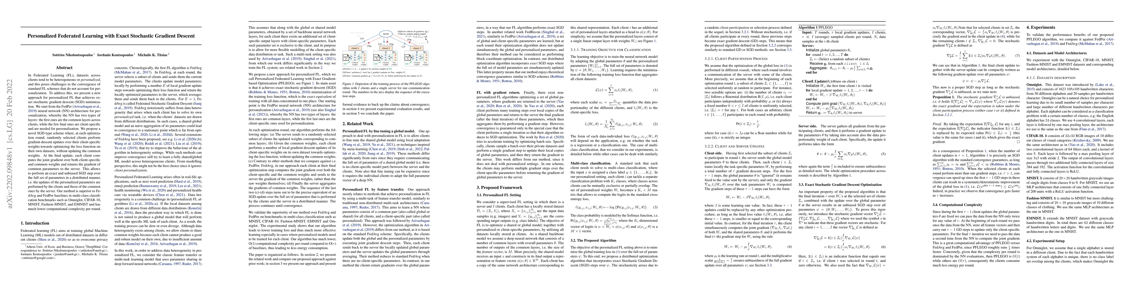 Thumbnail for Personalized Federated Learning with Exact Stochastic Gradient Descent