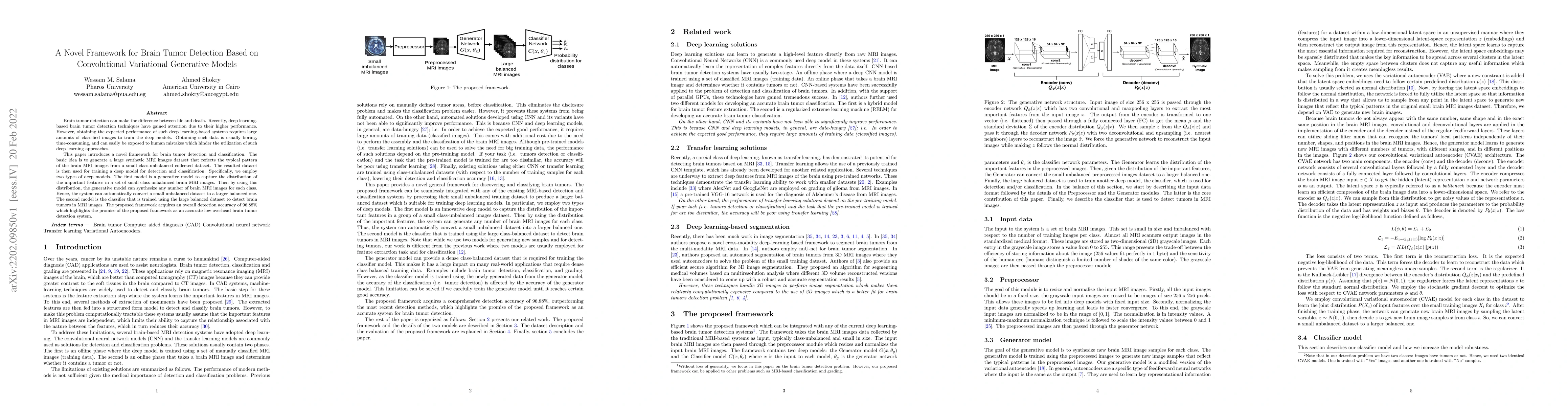 Thumbnail for A Novel Framework for Brain Tumor Detection Based on Convolutional
  Variational Generative Models