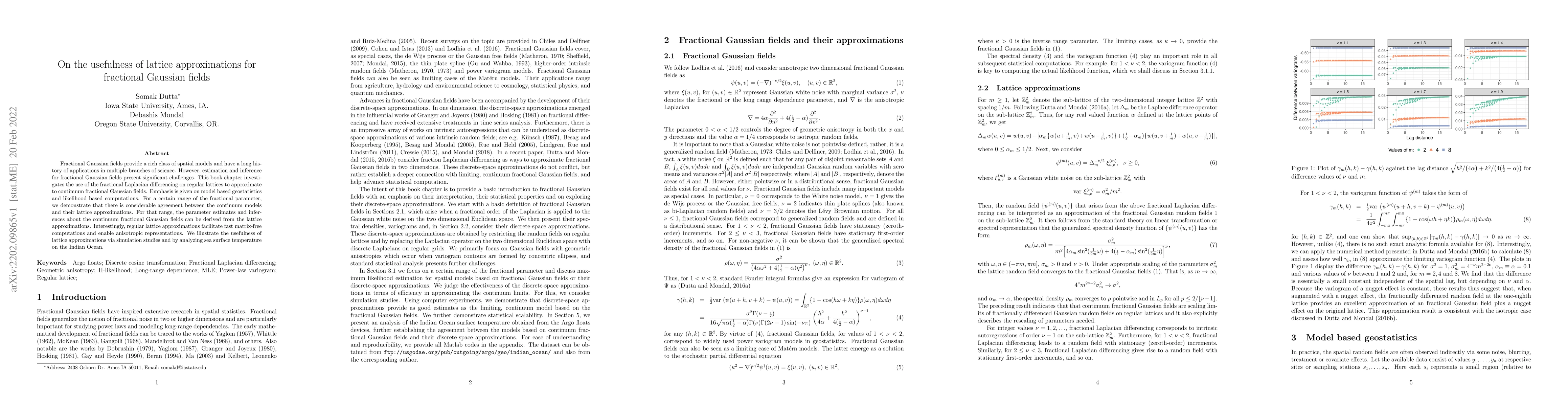 Thumbnail for On the usefulness of lattice approximations for fractional Gaussian
  fields