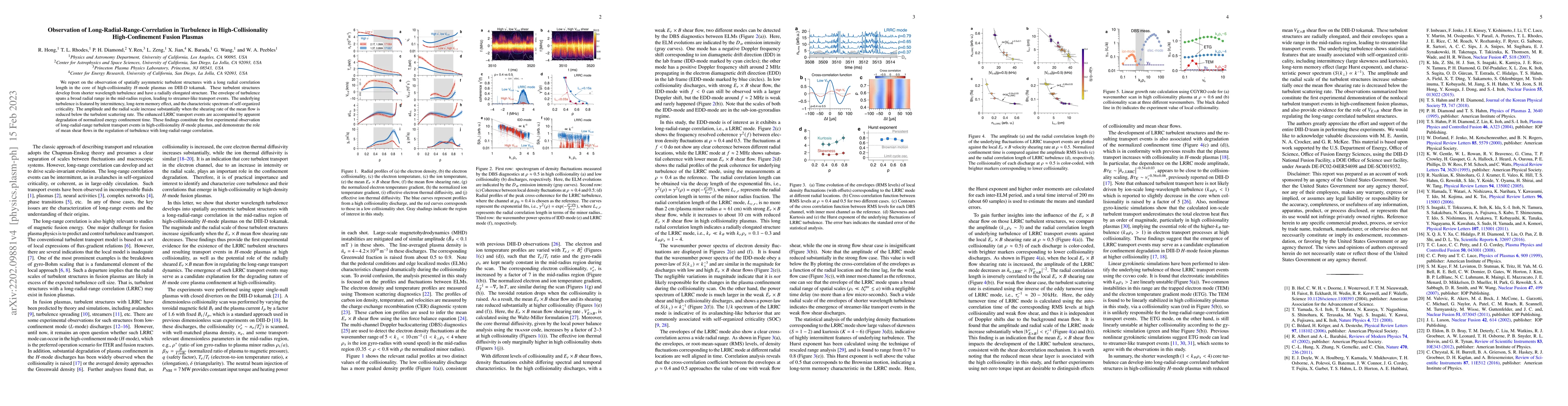Thumbnail for Observation of Long-Radial-Range-Correlation in Turbulence in
  High-Collisionality High-Confinement Fusion Plasmas