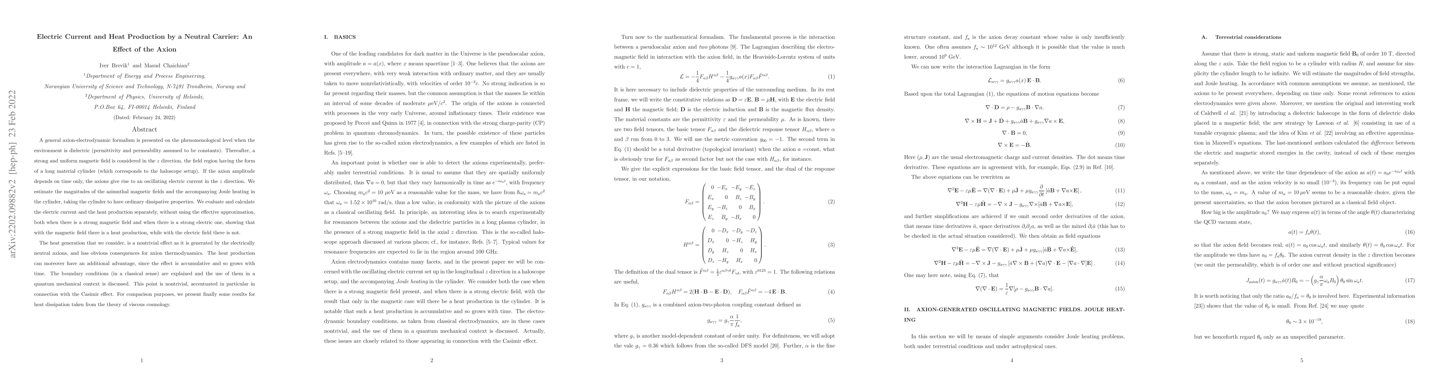 Thumbnail for Electric Current and Heat Production by a Neutral Carrier: An Effect of
  the Axion