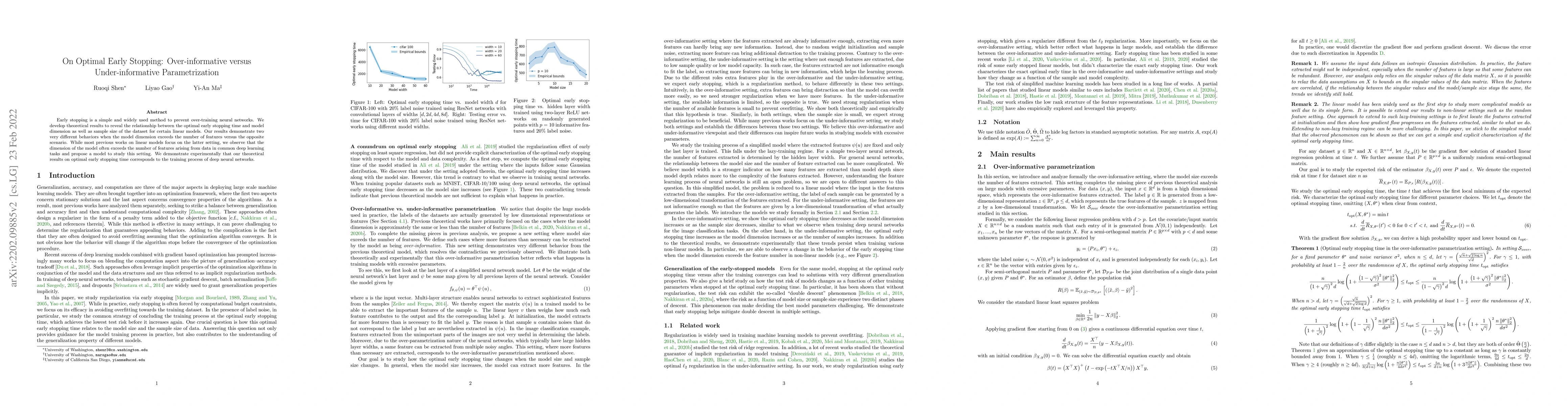 Thumbnail for On Optimal Early Stopping: Over-informative versus Under-informative
  Parametrization