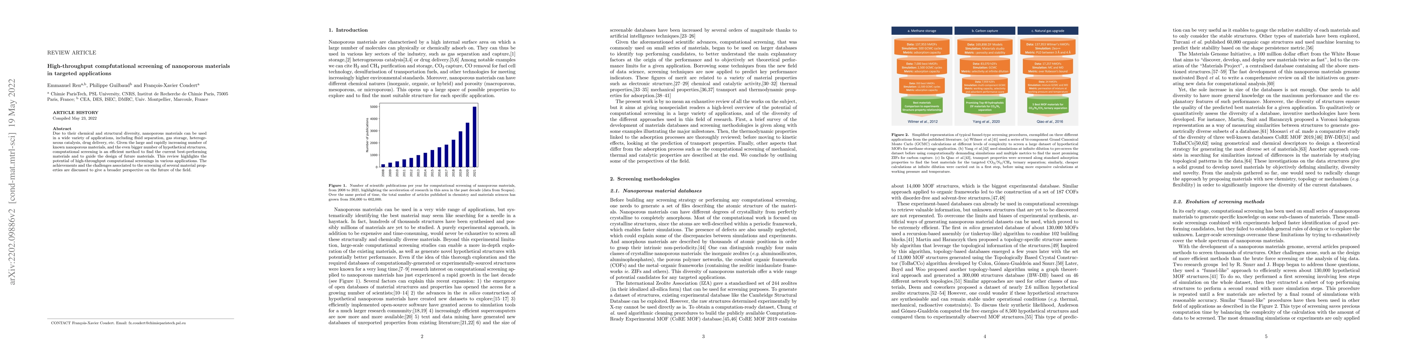 Thumbnail for High-throughput computational screening of nanoporous materials in
  targeted applications