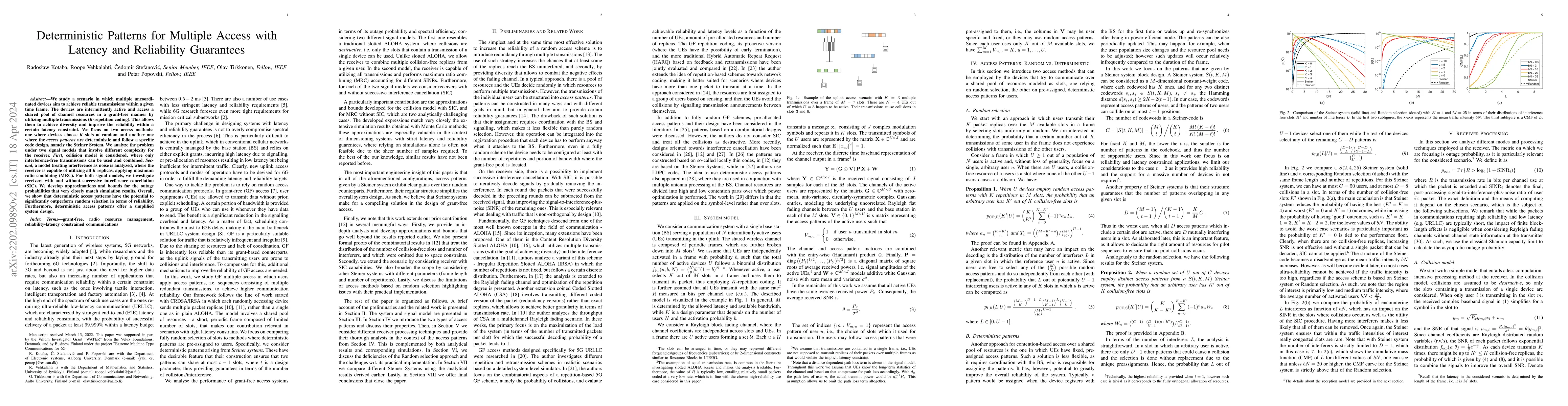 Thumbnail for Deterministic Patterns for Multiple Access with Latency and Reliability
  Guarantees