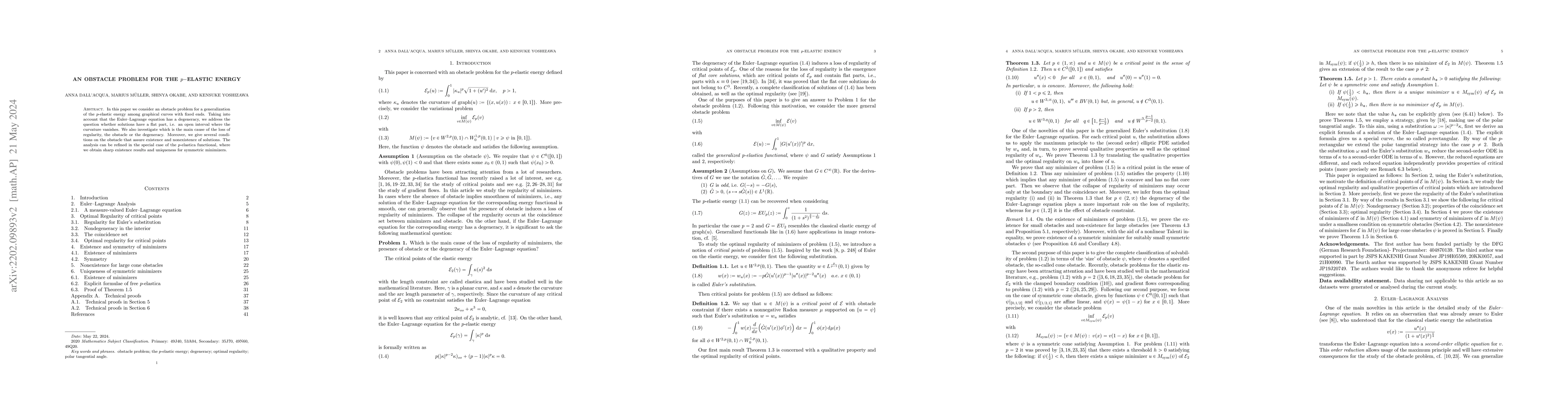 Thumbnail for An obstacle problem for the p-elastic energy