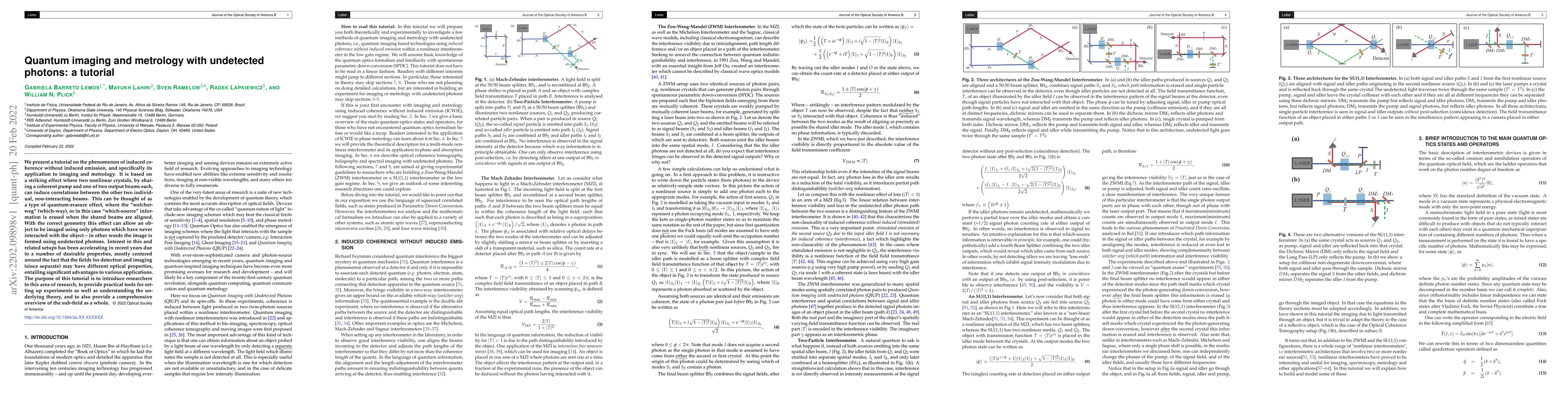 Thumbnail for Quantum imaging and metrology with undetected photons: a tutorial