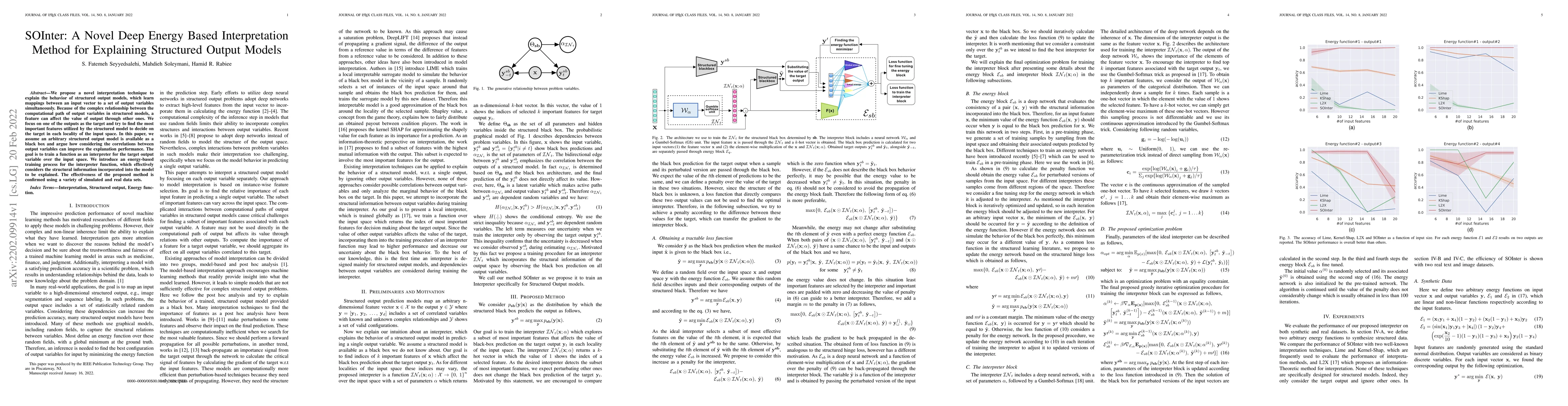 Thumbnail for SOInter: A Novel Deep Energy Based Interpretation Method for Explaining
  Structured Output Models