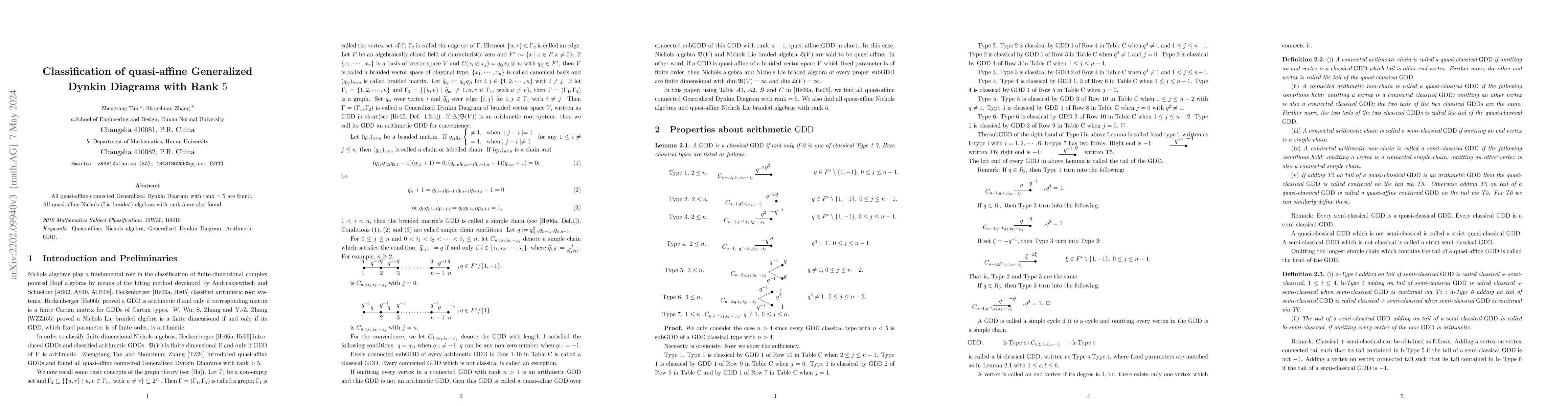 Thumbnail for Classification of quasi-affine Generalized Dynkin Diagrams with Rank $
  5$