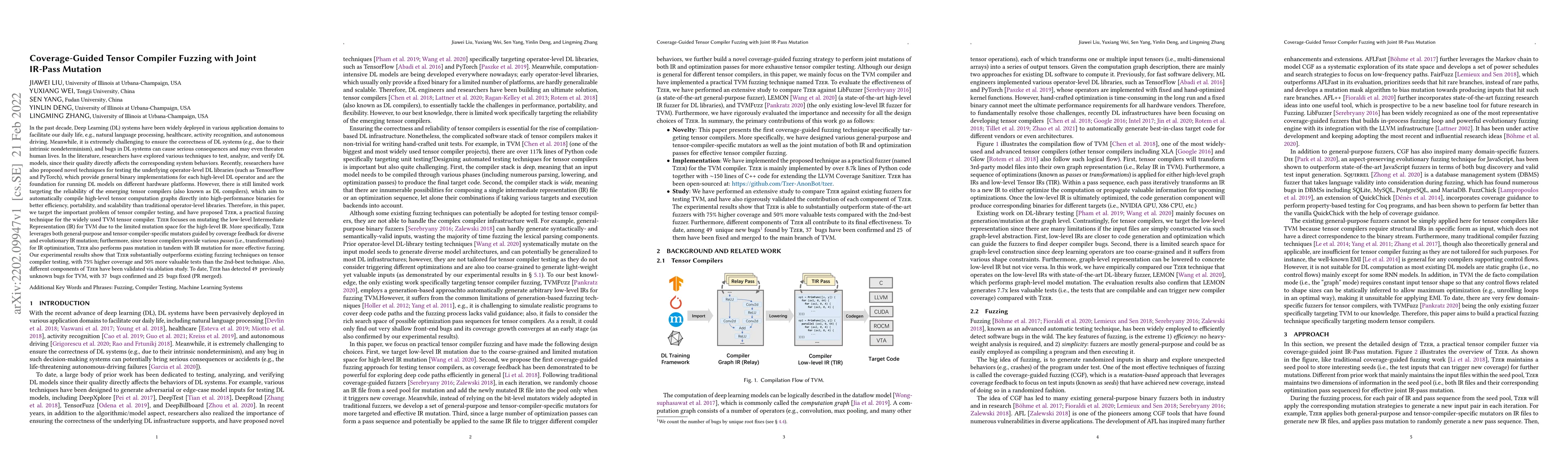 Thumbnail for Coverage-Guided Tensor Compiler Fuzzing with Joint IR-Pass Mutation