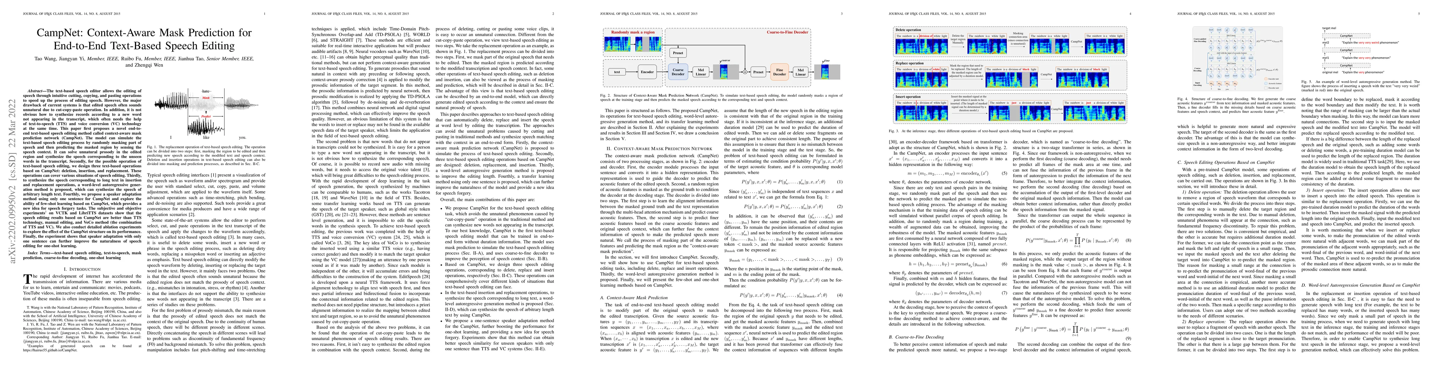 Thumbnail for CampNet: Context-Aware Mask Prediction for End-to-End Text-Based Speech
  Editing