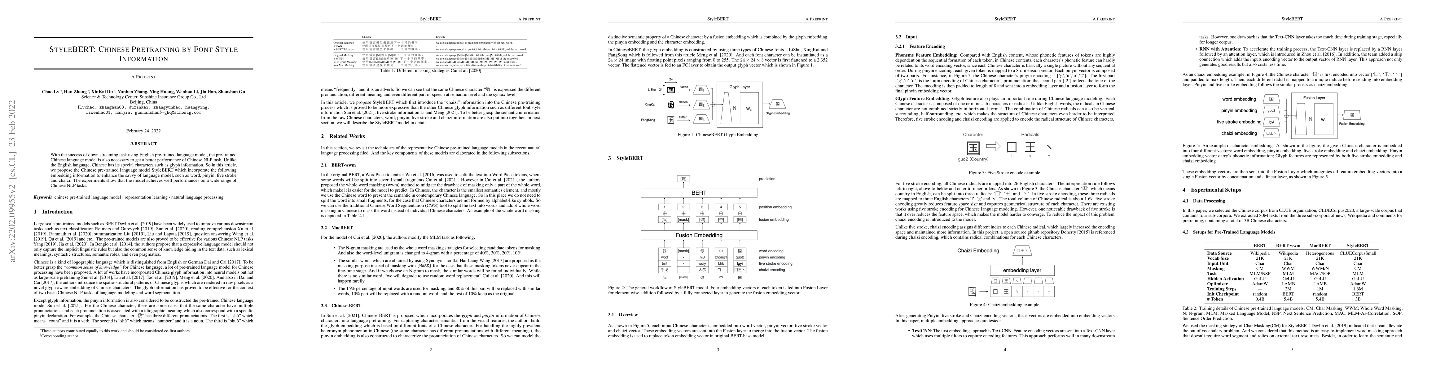 Thumbnail for StyleBERT: Chinese pretraining by font style information
