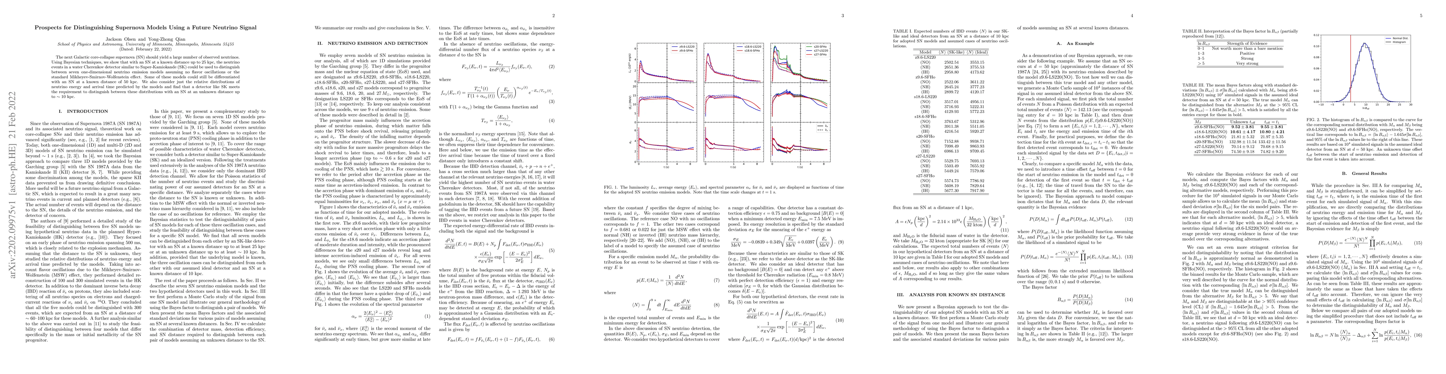 Thumbnail for Prospects for Distinguishing Supernova Models Using a Future Neutrino
  Signal