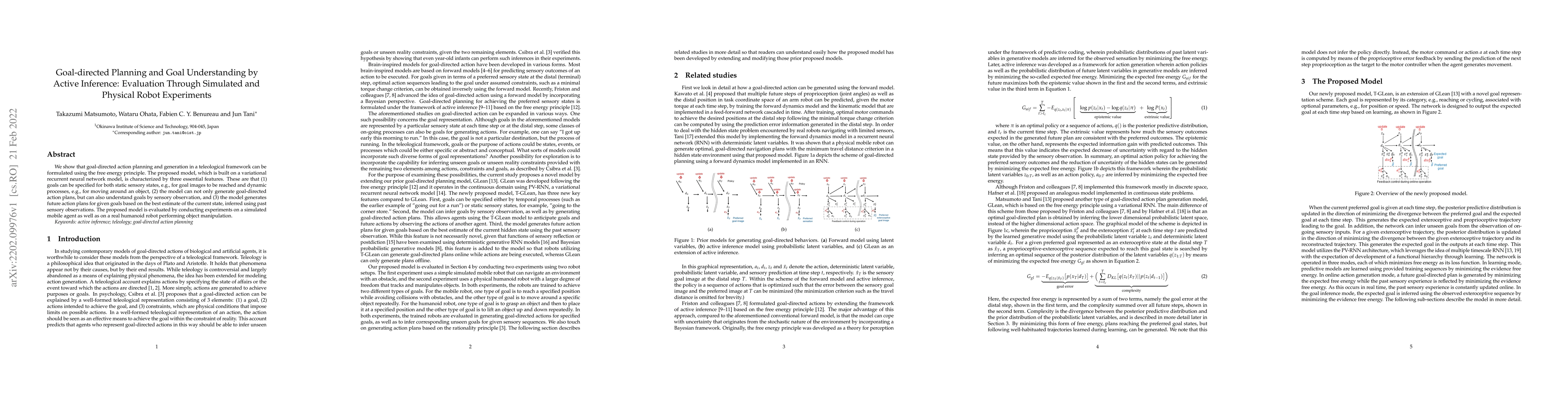 Thumbnail for Goal-directed Planning and Goal Understanding by Active Inference:
  Evaluation Through Simulated and Physical Robot Experiments