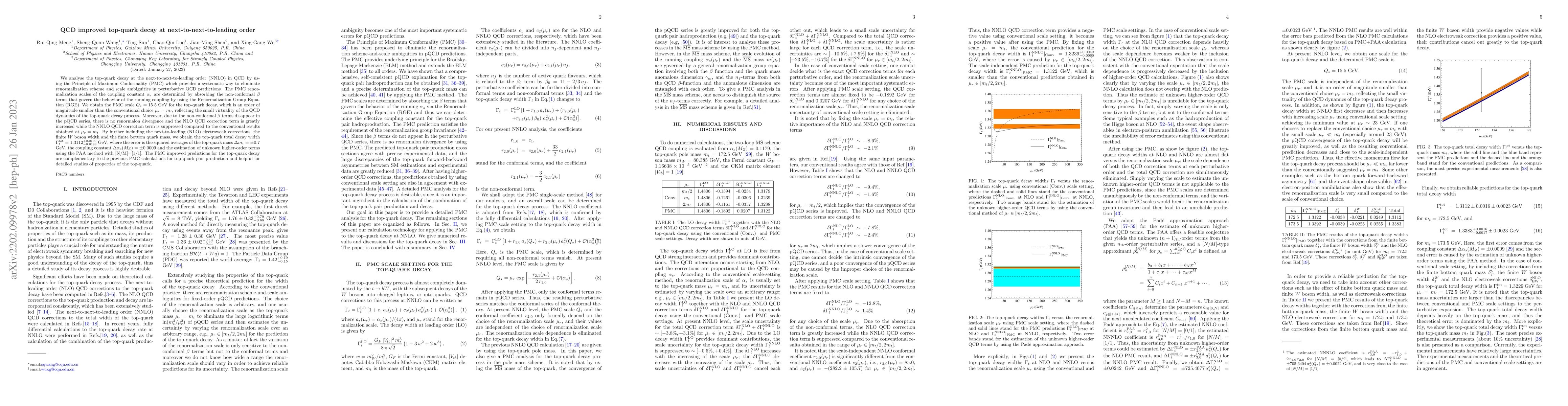 Thumbnail for QCD improved top-quark decay at next-to-next-to-leading order