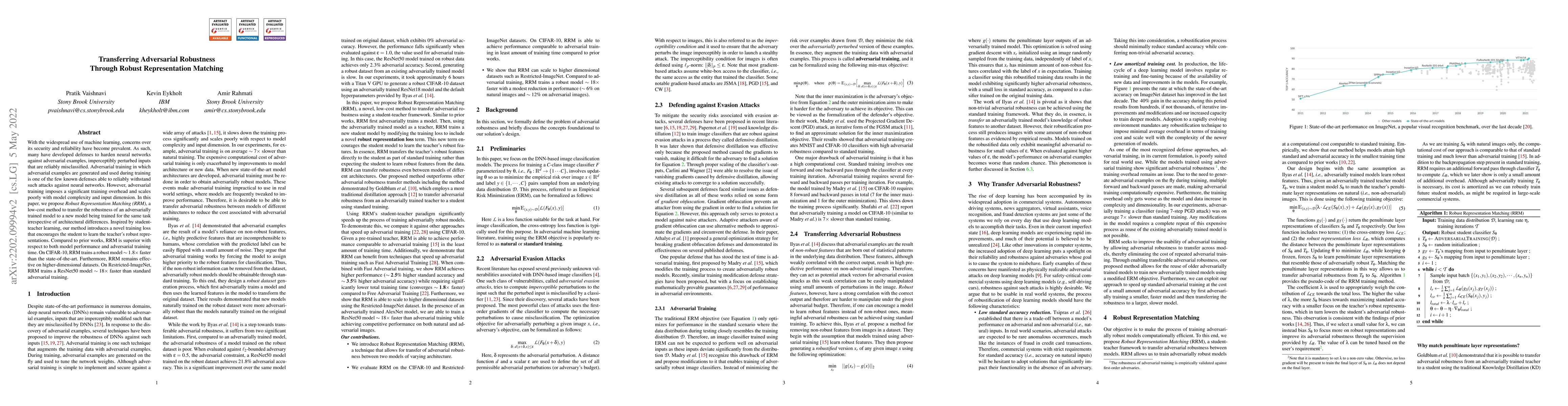 Thumbnail for Transferring Adversarial Robustness Through Robust Representation
  Matching