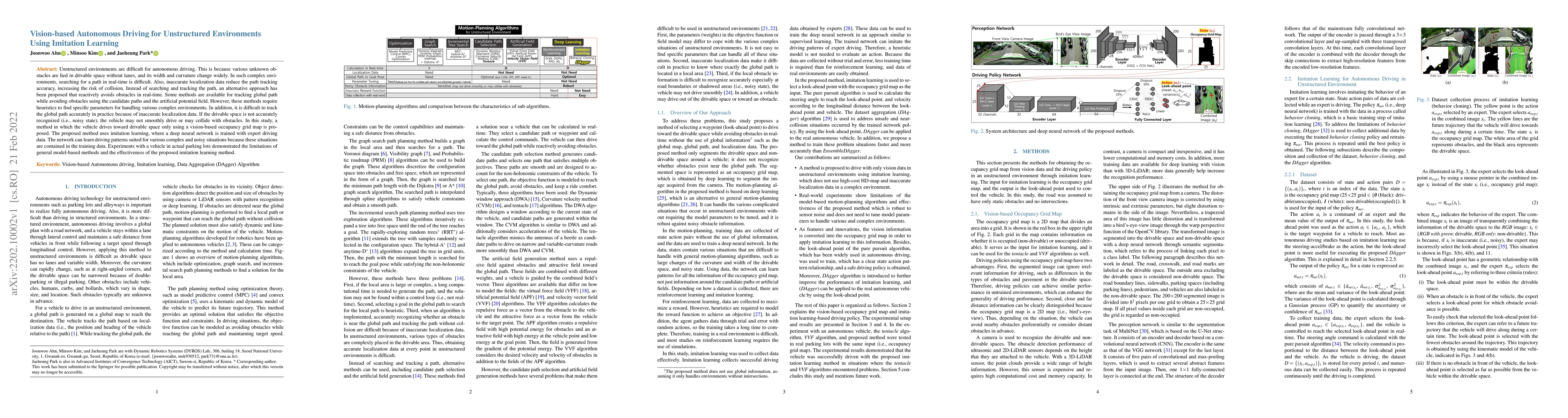 Thumbnail for Vision-based Autonomous Driving for Unstructured Environments Using
  Imitation Learning