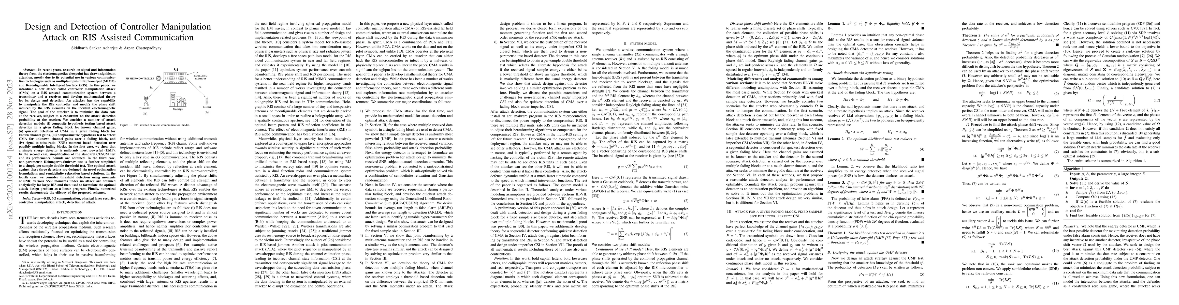 Thumbnail for Design and Detection of Controller Manipulation Attack on RIS Assisted
  Communication