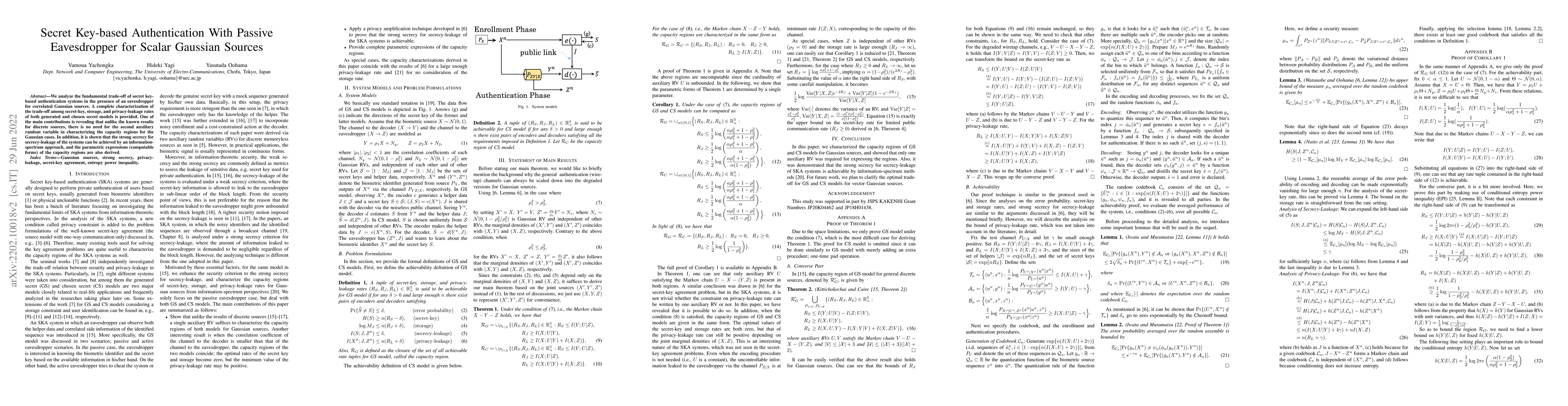 Thumbnail for Secret Key-based Authentication With Passive Eavesdropper for Scalar
  Gaussian Sources