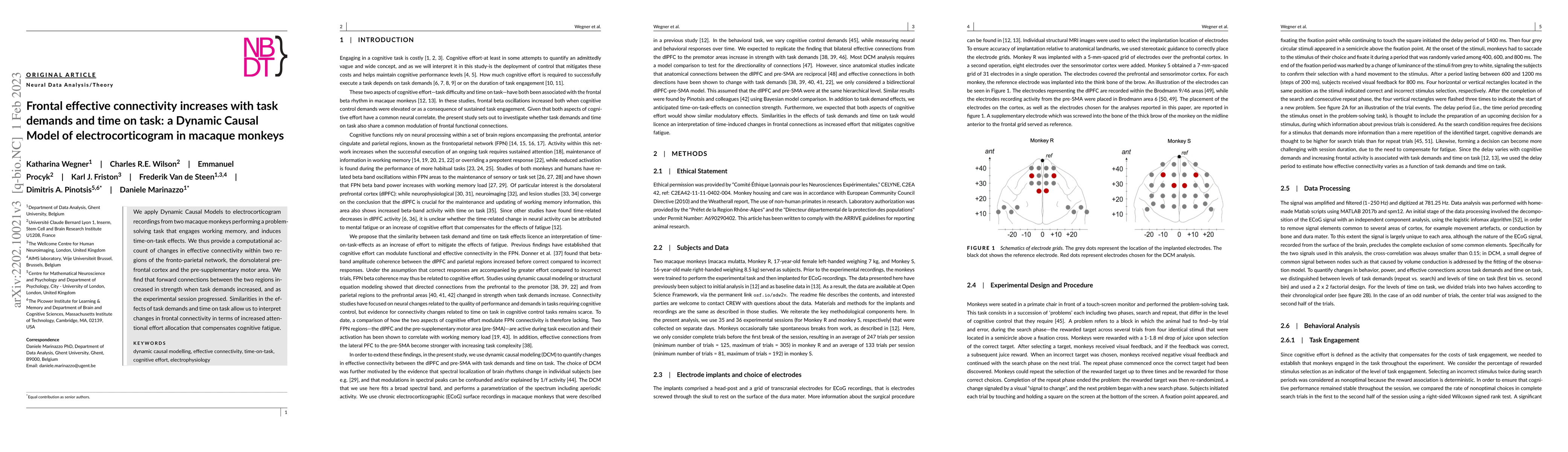Thumbnail for Frontal effective connectivity increases with task demands and time on
  task: a Dynamic Causal Model of electrocorticogram in macaque monkeys