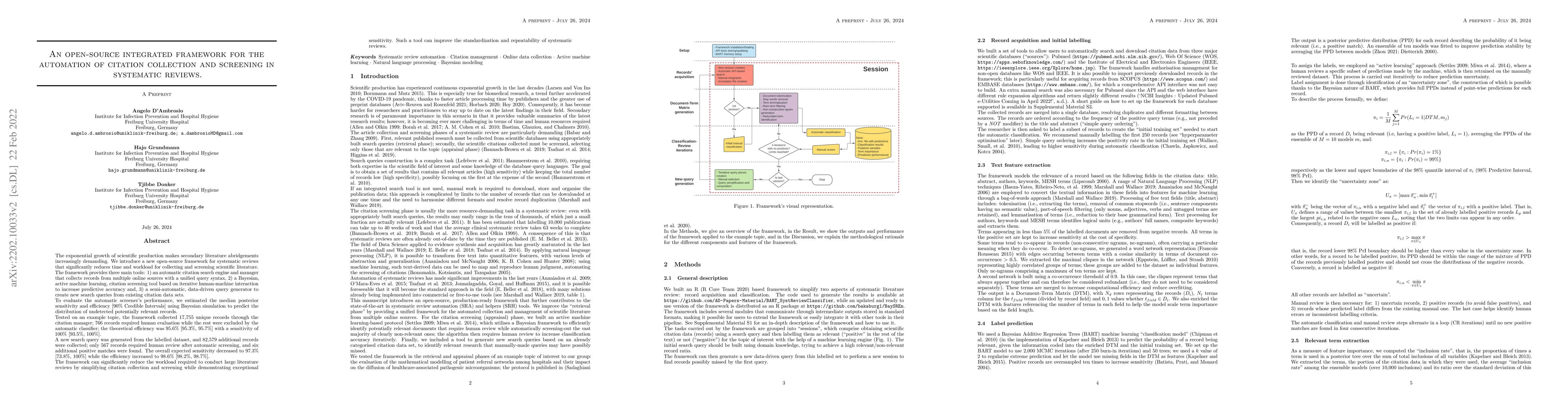 Thumbnail for An open-source integrated framework for the automation of citation
  collection and screening in systematic reviews