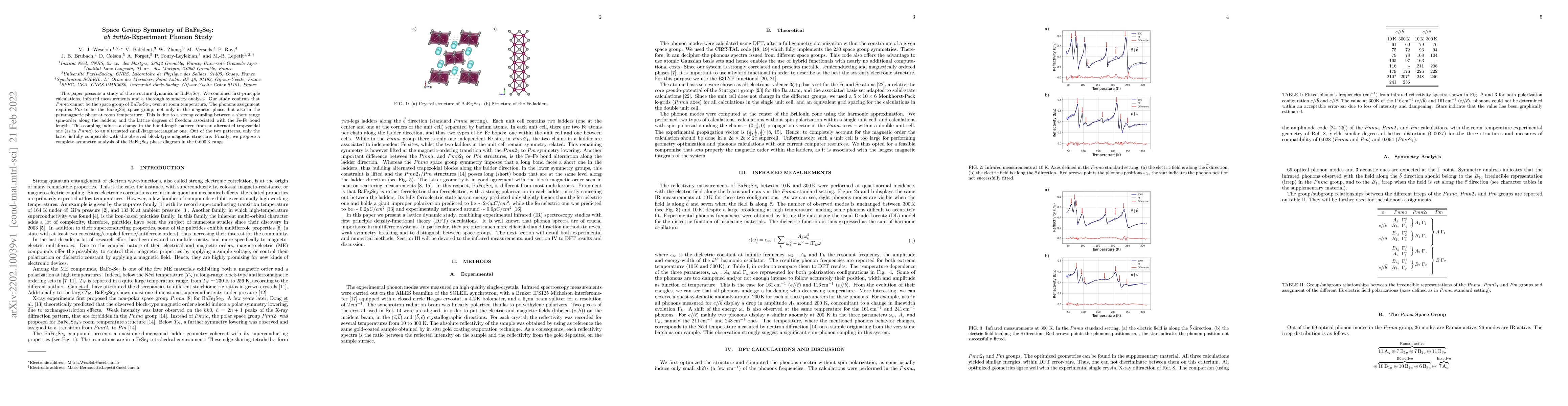 Thumbnail for Space Group Symmetry of BaFe$_2$Se$_3$: ab initio-Experiment Phonon
  Study