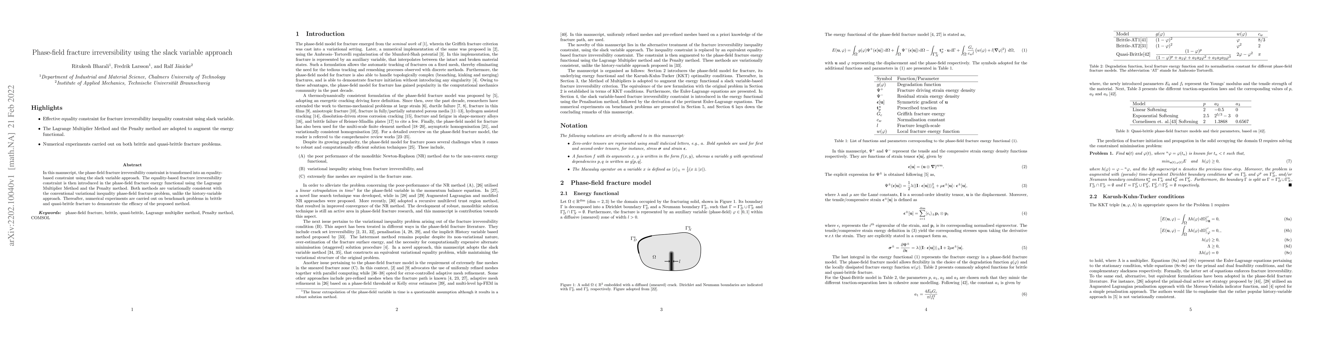 Thumbnail for Phase-field fracture irreversibility using the slack variable approach