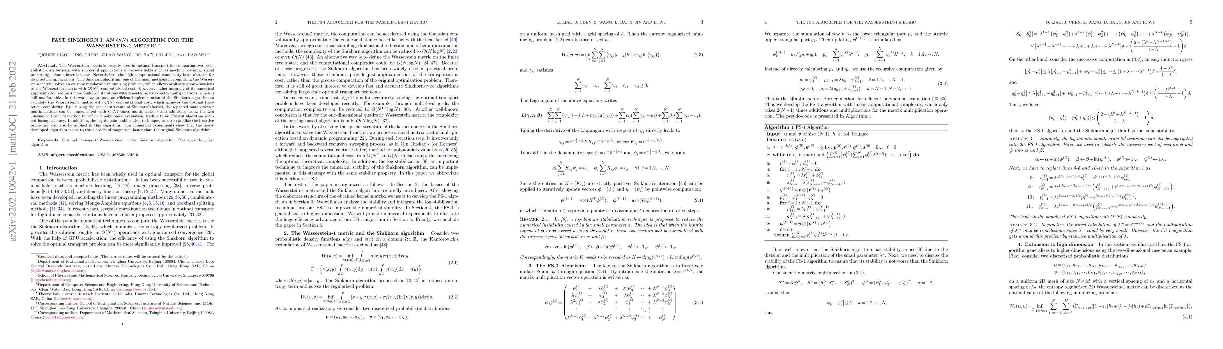 Thumbnail for Fast Sinkhorn I: An O(N) algorithm for the Wasserstein-1 metric