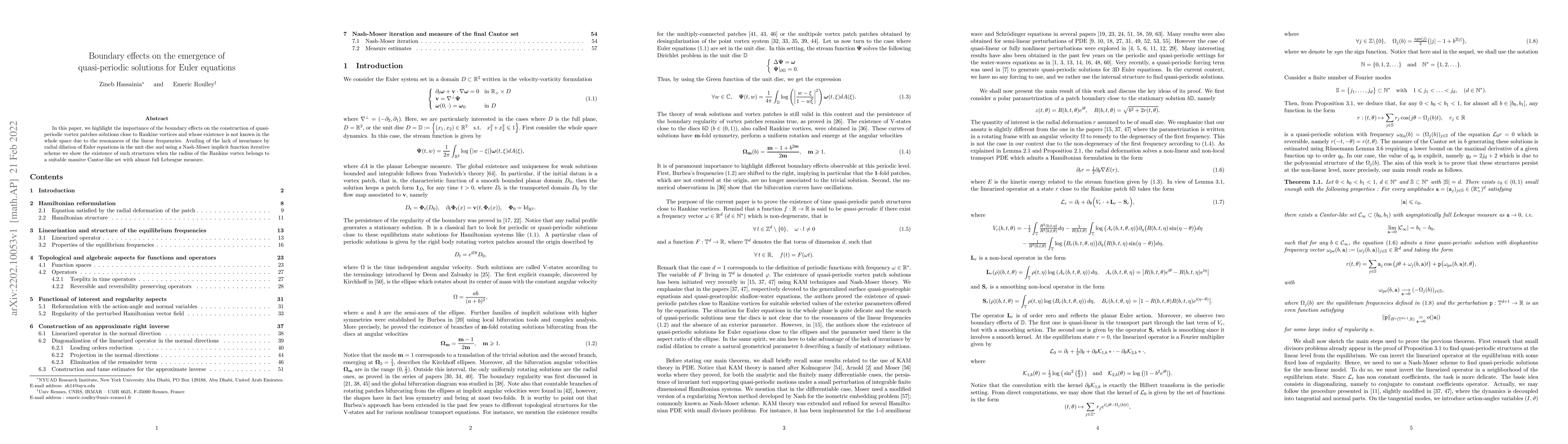 Thumbnail for Boundary effects on the emergence of quasi-periodic solutions for Euler
  equations