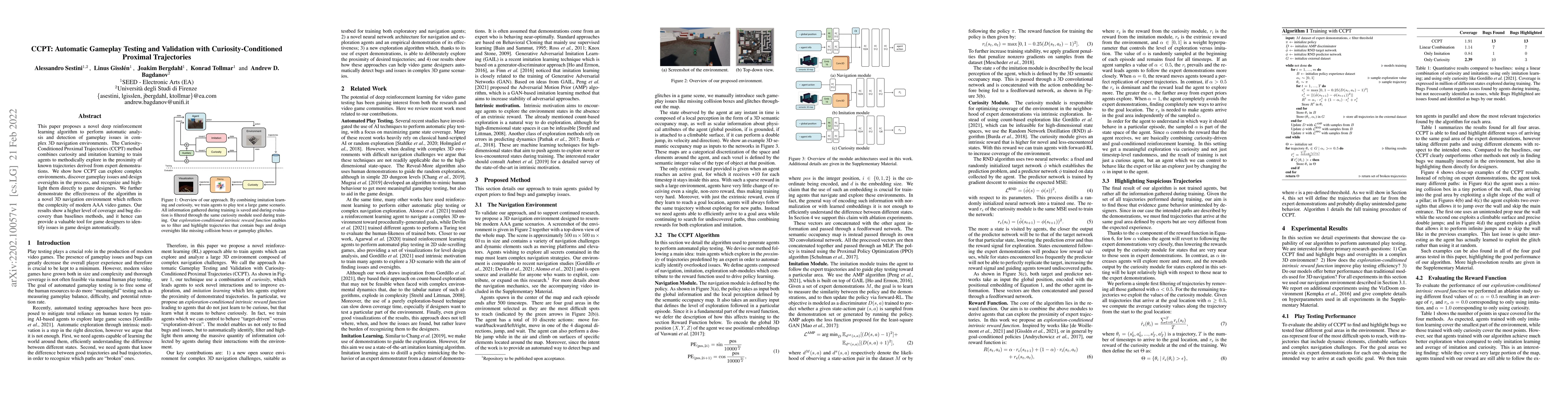 Thumbnail for CCPT: Automatic Gameplay Testing and Validation with
  Curiosity-Conditioned Proximal Trajectories