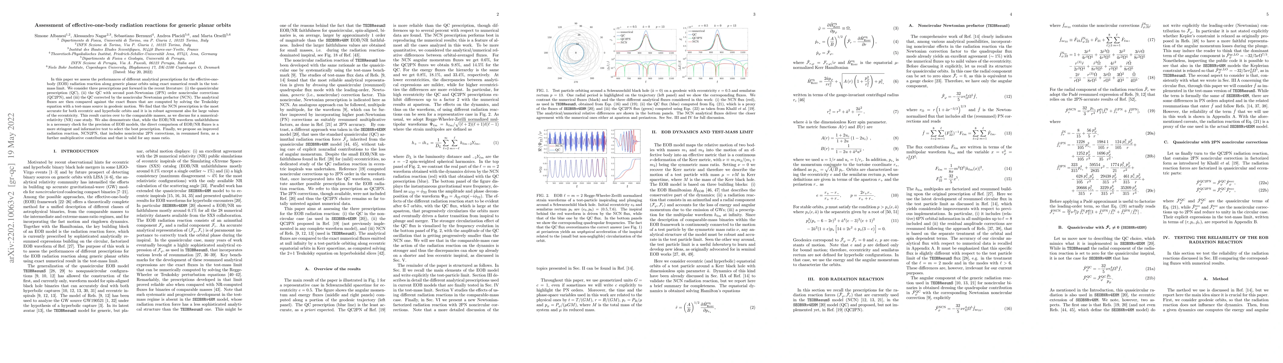 Thumbnail for Assessment of Effective-One-Body Radiation Reactions for Generic Planar
  Orbits