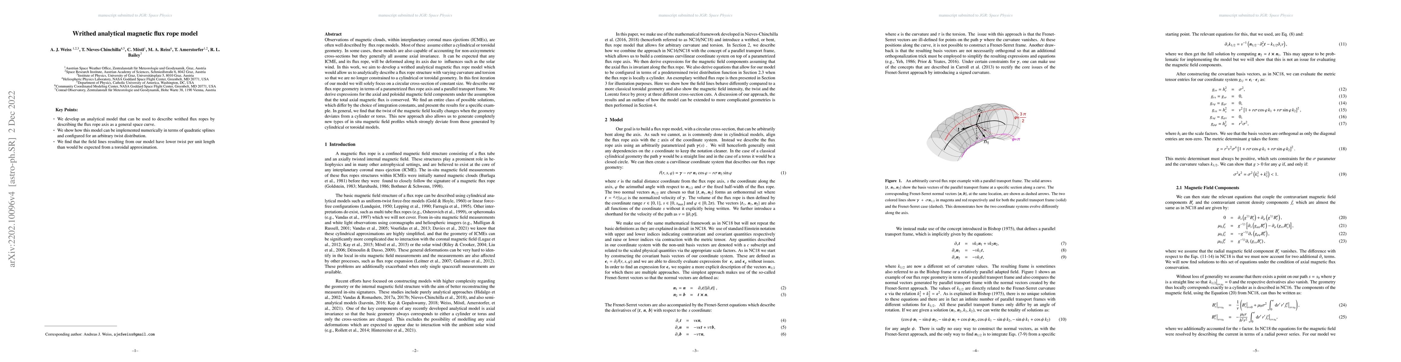 Thumbnail for Writhed Analytical Magnetic Flux Rope Model