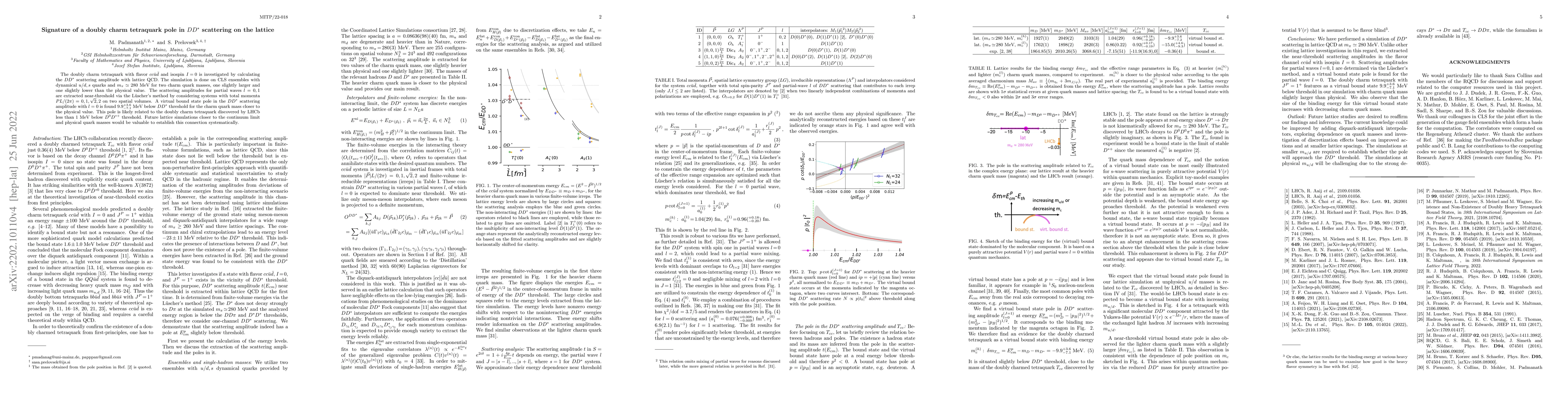 Thumbnail for Signature of a doubly charm tetraquark pole in $DD^*$ scattering on the
  lattice