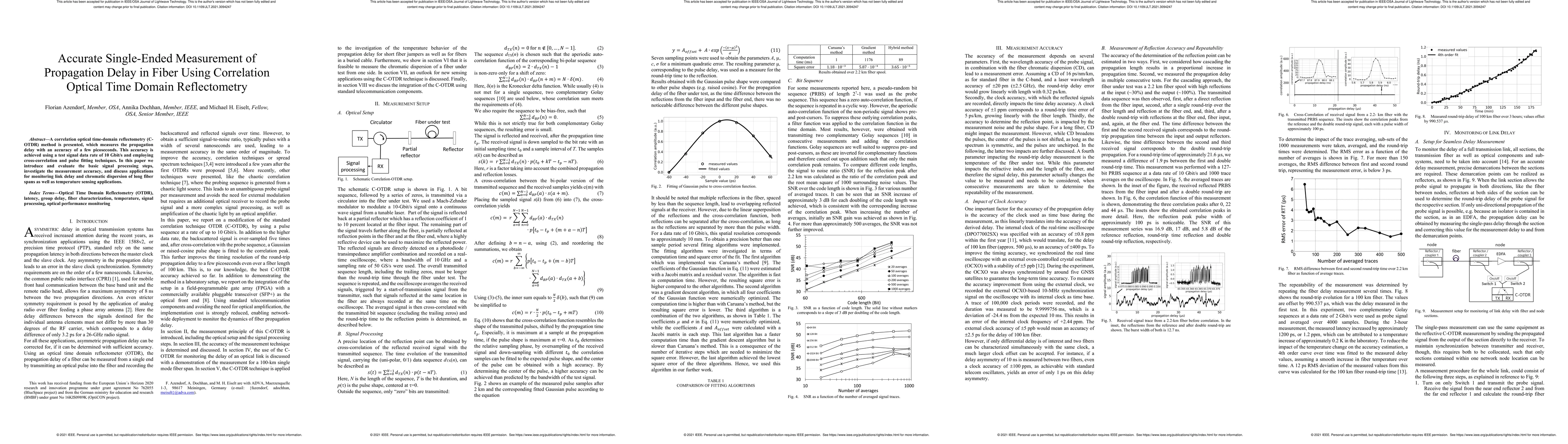 Thumbnail for Accurate Single-Ended Measurement of Propagation Delay in Fiber Using
  Correlation Optical Time Domain Reflectometry