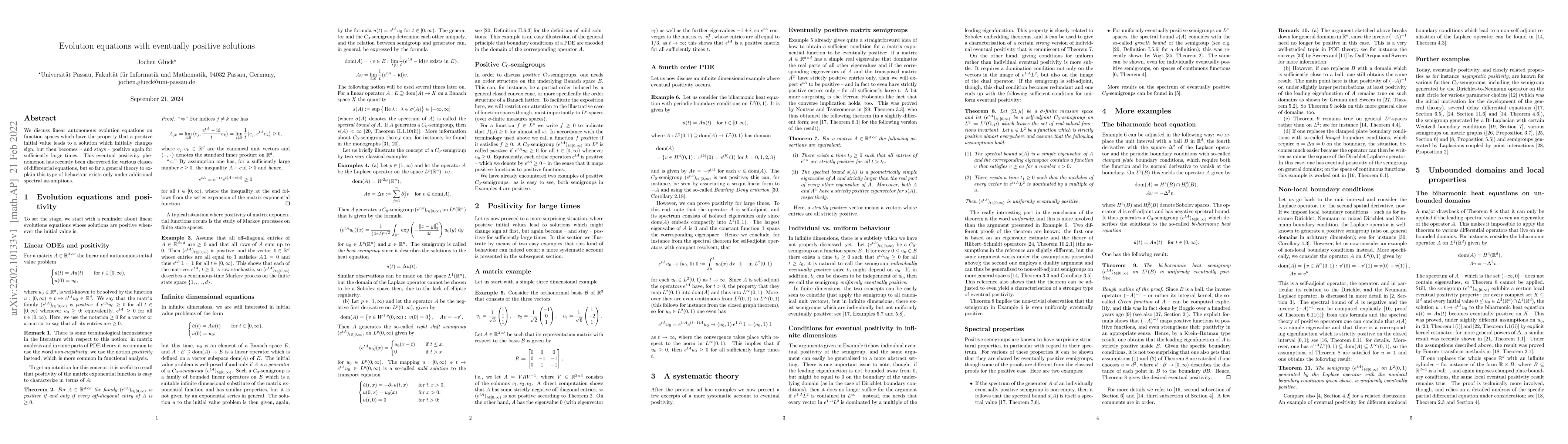 Thumbnail for Evolution equations with eventually positive solutions