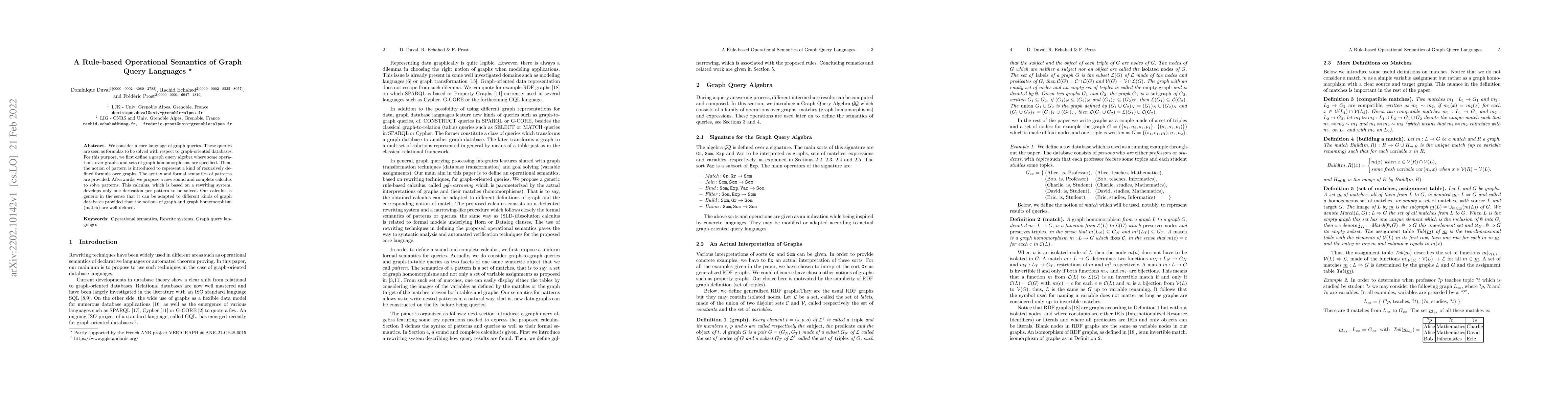 Thumbnail for A Rule-based Operational Semantics of Graph Query Languages