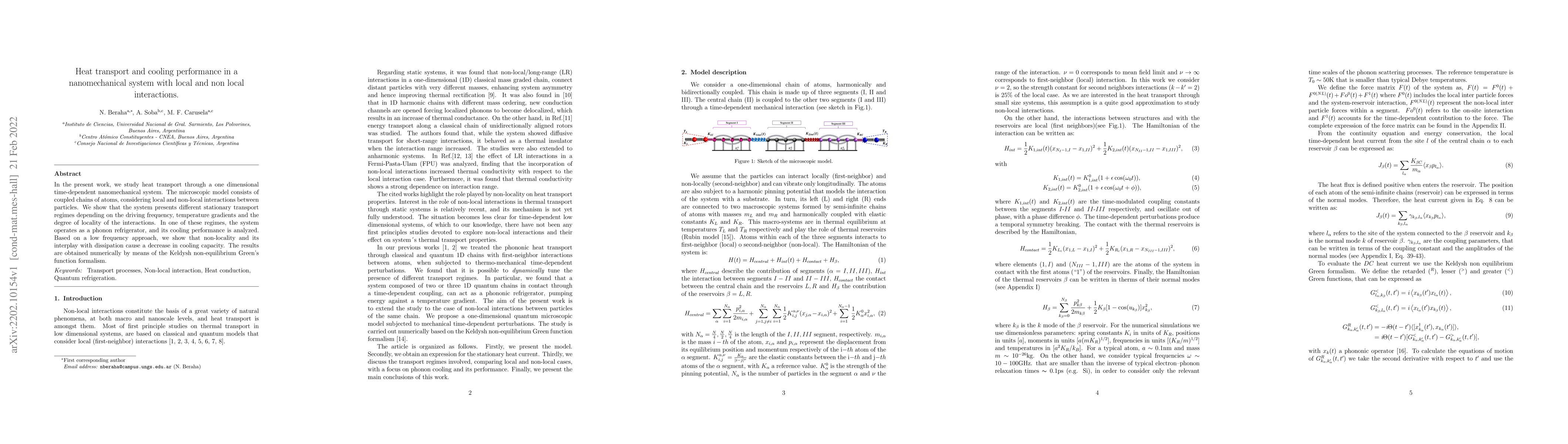 Thumbnail for Heat transport and cooling performance in a nanomechanical system with
  local and non local interactions